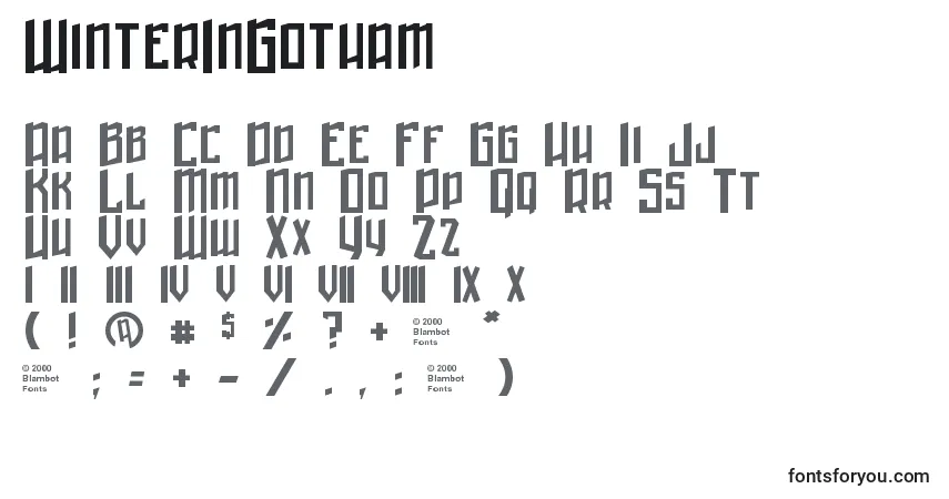 A fonte WinterInGotham – alfabeto, números, caracteres especiais