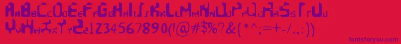 Faeronic-Schriftart – Violette Schriften auf rotem Hintergrund