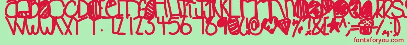 Babooinspace-Schriftart – Rote Schriften auf grünem Hintergrund