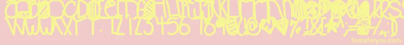 Babooinspace-Schriftart – Gelbe Schriften auf rosa Hintergrund