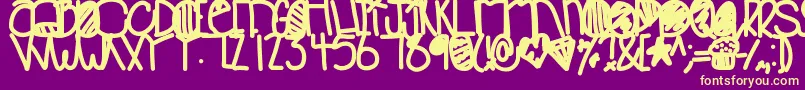 Babooinspace-Schriftart – Gelbe Schriften auf violettem Hintergrund