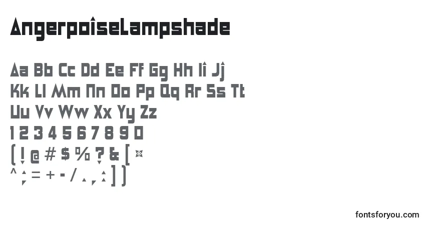 A fonte AngerpoiseLampshade – alfabeto, números, caracteres especiais