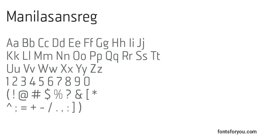 Шрифт Manilasansreg – алфавит, цифры, специальные символы