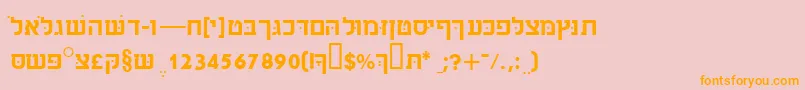 フォントSabrassk – オレンジの文字がピンクの背景にあります。