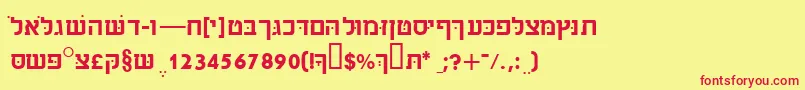 Sabrassk-Schriftart – Rote Schriften auf gelbem Hintergrund