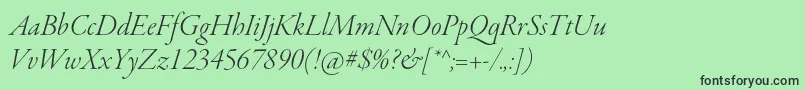 フォントGaramondpremrproLtitdisp – 緑の背景に黒い文字