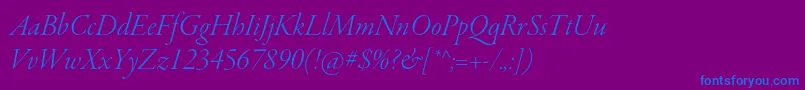 GaramondpremrproLtitdisp-Schriftart – Blaue Schriften auf violettem Hintergrund