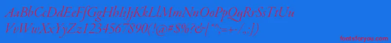 GaramondpremrproLtitdisp Font – Red Fonts on Blue Background