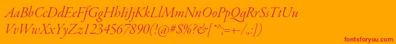 GaramondpremrproLtitdisp Font – Red Fonts on Orange Background