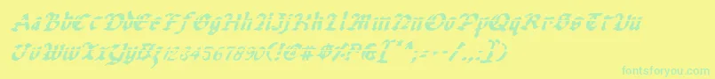 UberhГ¶lmeLazarItalic Font – Green Fonts on Yellow Background