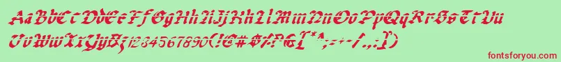 UberhГ¶lmeLazarItalic Font – Red Fonts on Green Background