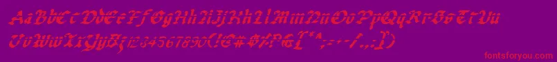 UberhГ¶lmeLazarItalic-Schriftart – Rote Schriften auf violettem Hintergrund