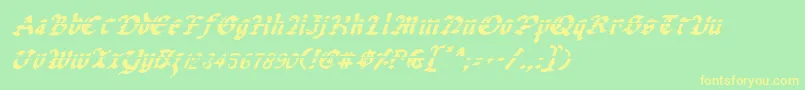 UberhГ¶lmeLazarItalic Font – Yellow Fonts on Green Background