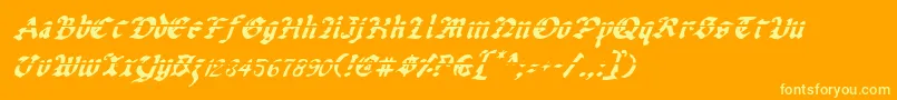 フォントUberhГ¶lmeLazarItalic – オレンジの背景に黄色の文字