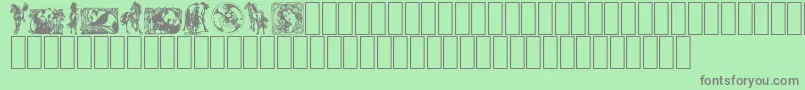 フォントFabeldyr3 – 緑の背景に灰色の文字