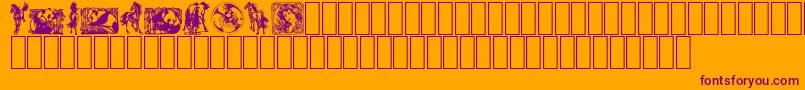 Czcionka Fabeldyr3 – fioletowe czcionki na pomarańczowym tle