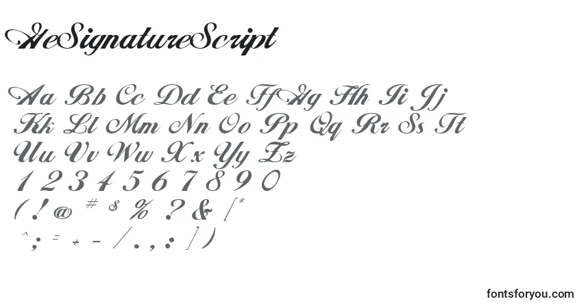 A fonte GeSignatureScript – alfabeto, números, caracteres especiais