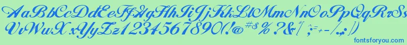 Шрифт GeSignatureScript – синие шрифты на зелёном фоне