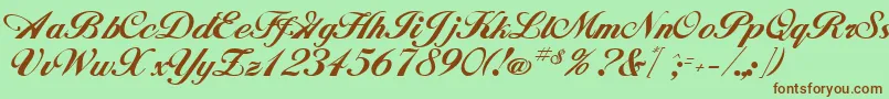 Czcionka GeSignatureScript – brązowe czcionki na zielonym tle