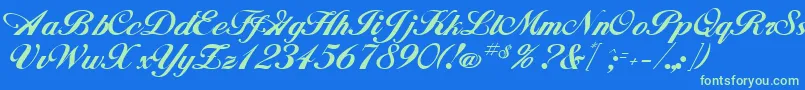 GeSignatureScript-fontti – vihreät fontit sinisellä taustalla