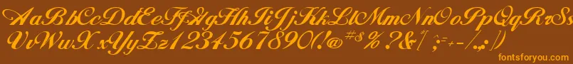 GeSignatureScript Font – Orange Fonts on Brown Background