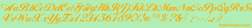 fuente GeSignatureScript – Fuentes Naranjas Sobre Fondo Verde