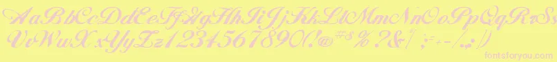 GeSignatureScript Font – Pink Fonts on Yellow Background