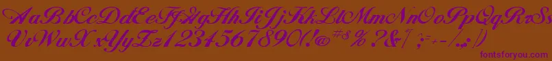 GeSignatureScript-Schriftart – Violette Schriften auf braunem Hintergrund