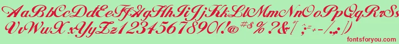 GeSignatureScript-fontti – punaiset fontit vihreällä taustalla