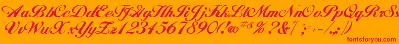 GeSignatureScript-Schriftart – Rote Schriften auf orangefarbenem Hintergrund