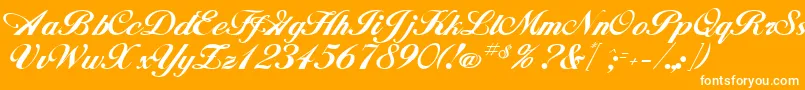 GeSignatureScript-Schriftart – Weiße Schriften auf orangefarbenem Hintergrund