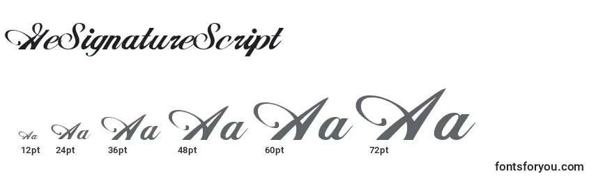 GeSignatureScript Font Sizes