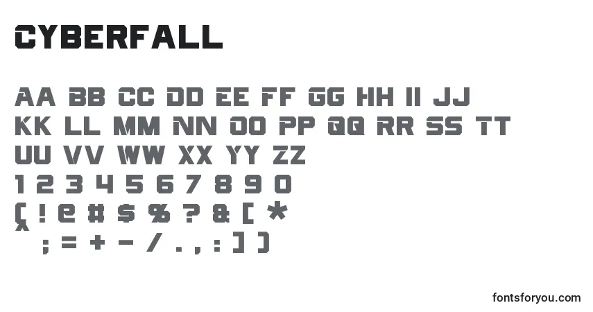 Schriftart Cyberfall – Alphabet, Zahlen, spezielle Symbole