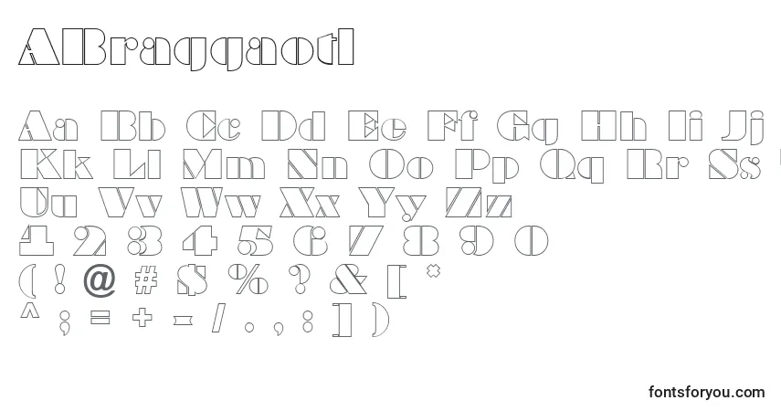 A fonte ABraggaotl – alfabeto, números, caracteres especiais