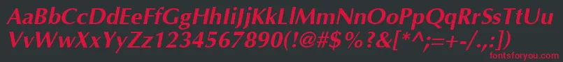 フォントOptimaCyrBoldItalic – 黒い背景に赤い文字