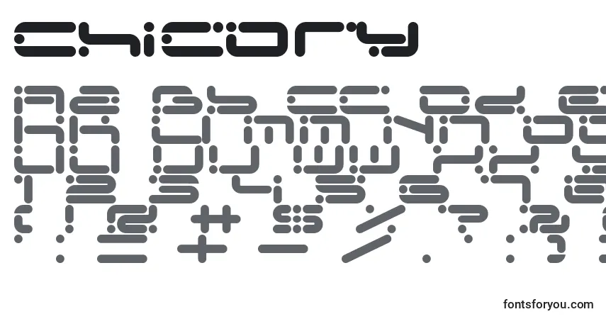 A fonte Chicory – alfabeto, números, caracteres especiais