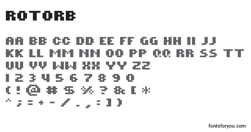 Rotorb-fontti – aakkoset, numerot, erikoismerkit