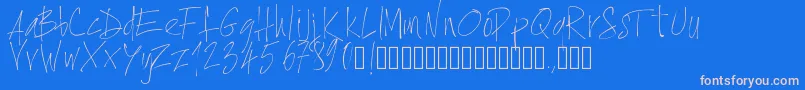 Pwxtrathin-fontti – vaaleanpunaiset fontit sinisellä taustalla
