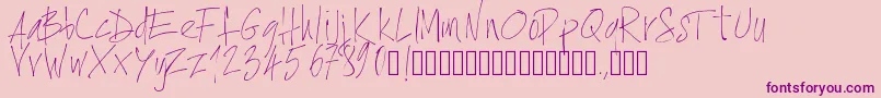 Czcionka Pwxtrathin – fioletowe czcionki na różowym tle