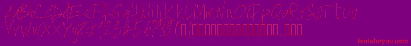 Pwxtrathin-Schriftart – Rote Schriften auf violettem Hintergrund