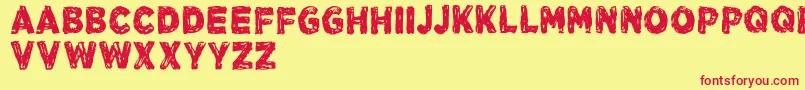 VtksLongtime Font – Red Fonts on Yellow Background