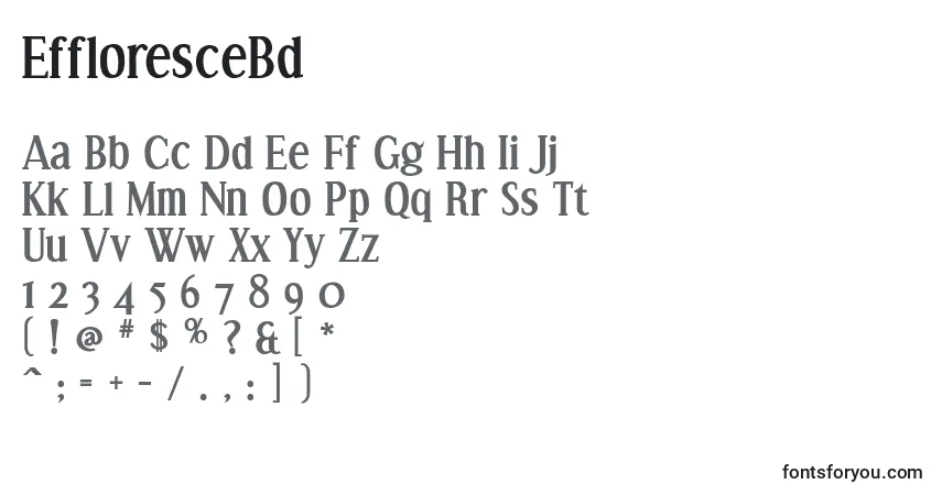 Fuente EffloresceBd - alfabeto, números, caracteres especiales