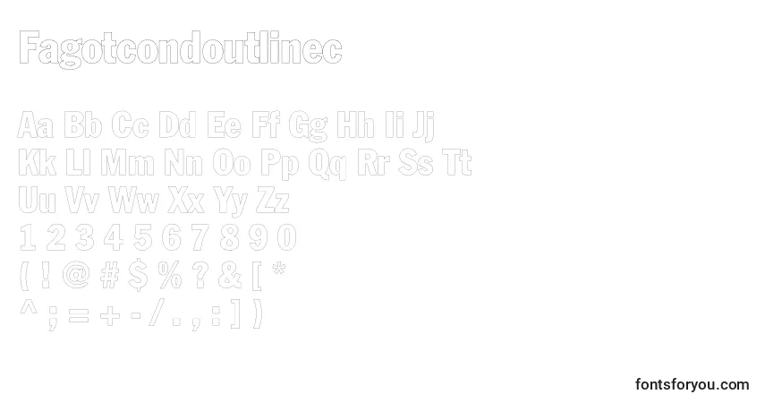 Czcionka Fagotcondoutlinec – alfabet, cyfry, specjalne znaki