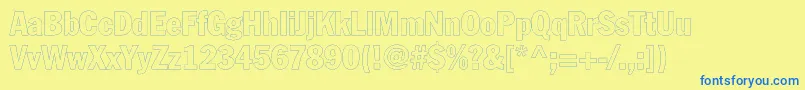 フォントFagotcondoutlinec – 青い文字が黄色の背景にあります。