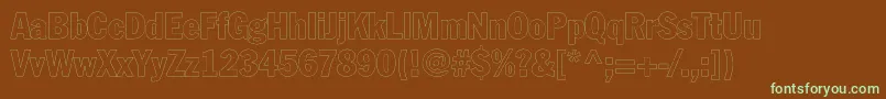 フォントFagotcondoutlinec – 緑色の文字が茶色の背景にあります。