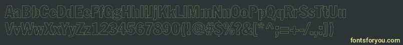 フォントFagotcondoutlinec – 黒い背景に黄色の文字