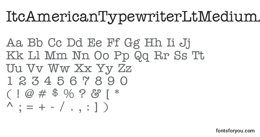 A fonte ItcAmericanTypewriterLtMediumAlternate – alfabeto, números, caracteres especiais