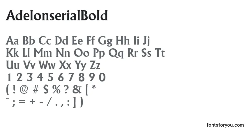 Schriftart AdelonserialBold – Alphabet, Zahlen, spezielle Symbole