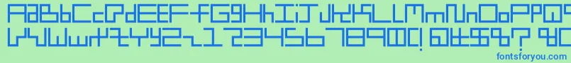 Czcionka Littleboxes2 – niebieskie czcionki na zielonym tle