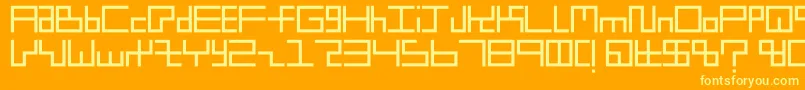 Littleboxes2-Schriftart – Gelbe Schriften auf orangefarbenem Hintergrund